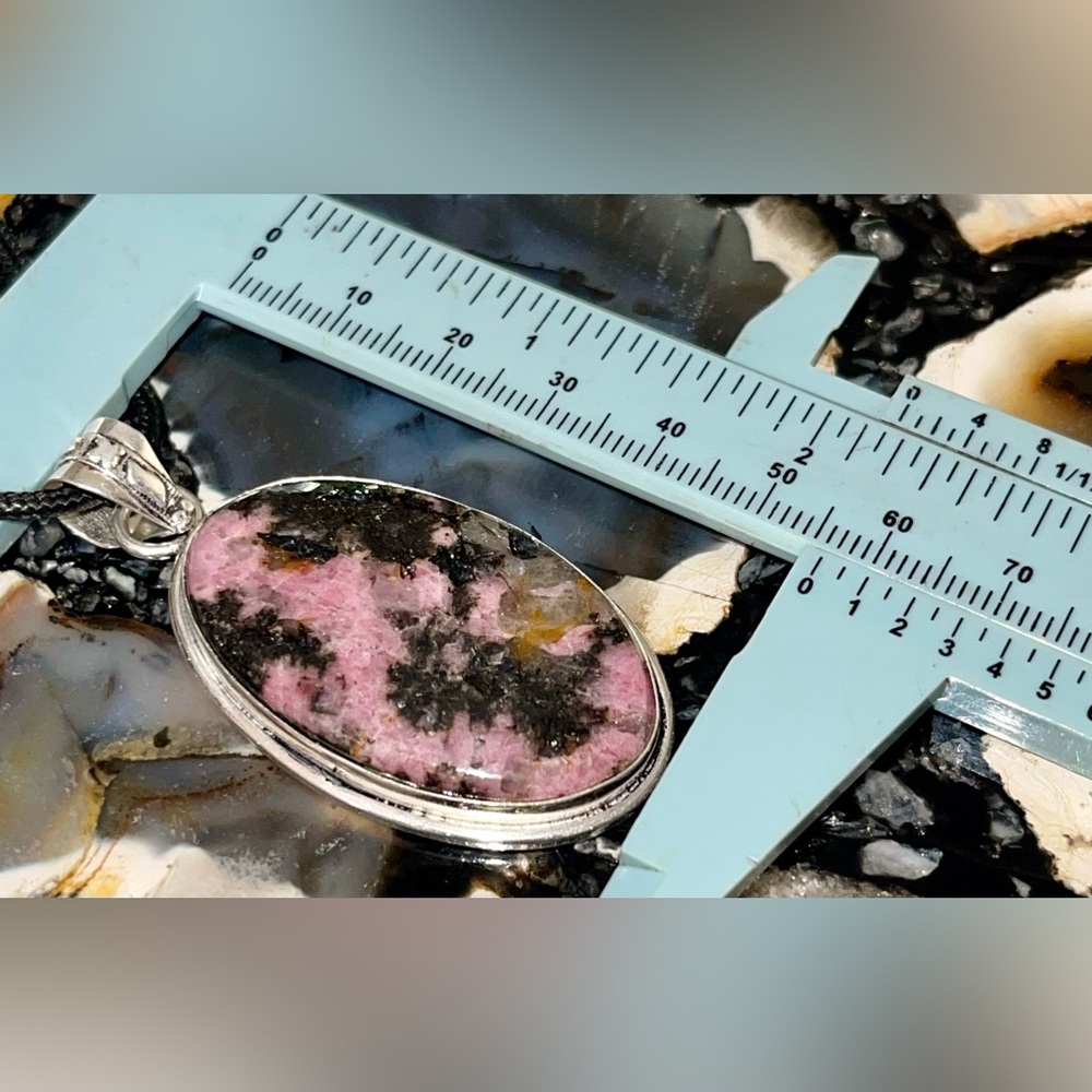 Earthy Rhodonite Pendant 2” - Picture 12 of 14